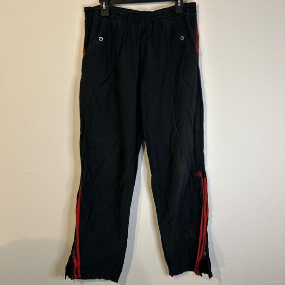Men's Adidas Black Track Pants with Red Stripes and Ankle Zippers size large - Picture 1 of 7